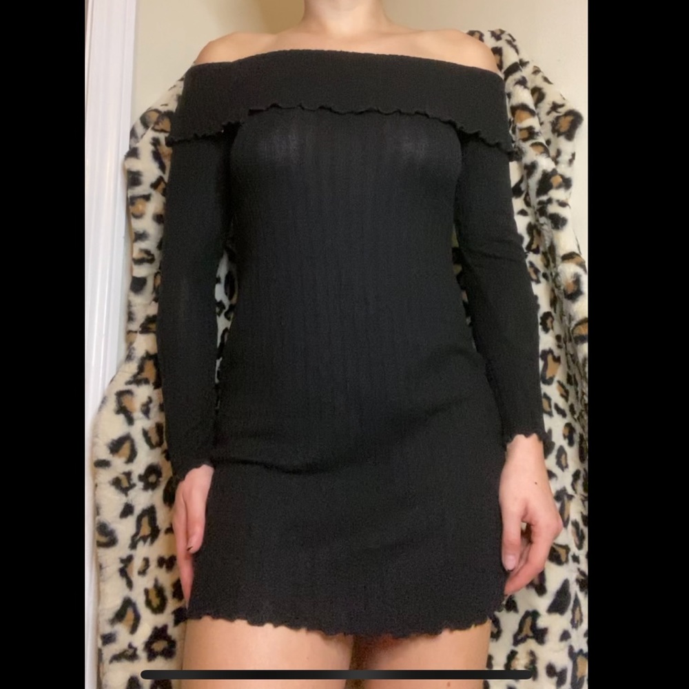 Off The Shoulder Black Mini Dress